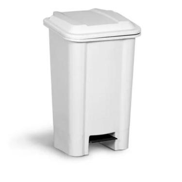 Imagem de Lixeira plástica 100l retangular com pedal branca super resistente - B