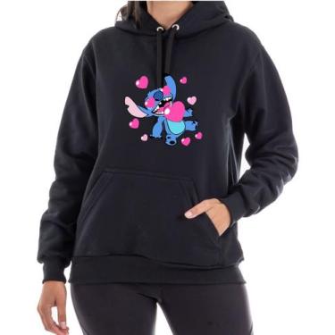 Imagem de Moletom Lilo e Sticth blusa flanelada unissex - AUTENTICO BUGRE, Preto