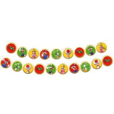 Imagem de 1 Faixa decorativa Bandeirola Festa Super Mario Festcolor - Inspire su