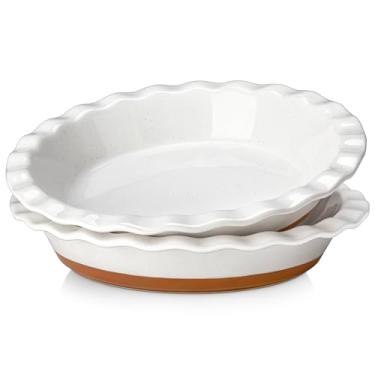 Imagem de MALACASA Conjunto de forma de torta de cerâmica de 5 a 23 cm, prato antiaderente para torta, prato fundo resistente a arranhões para torta de maçã, série TARA