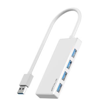 Imagem de ANYPLUS Hub USB 3.0, adaptador de hub USB fino portátil, divisor de USB múltiplo de 0,2 m, extensor USB para PC, laptop, iMac, Surface Pro, MacBook, Mac Pro, Flash Drive, XPS, mouse, HDD 【Branco】