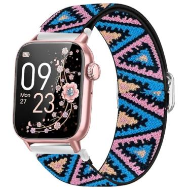 Imagem de Compatível com pulseiras de relógio inteligente AKUMAKA, pulseira de reposição ajustável de nylon elástico Lamshaw para homens e mulheres, compatível com relógio inteligente AKUMAKA G39, T90, 209DK