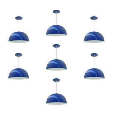 Imagem de Kit 7 Luminária Pendente Meia Lua 24cm Com Interior Branco Brilho Fiaç