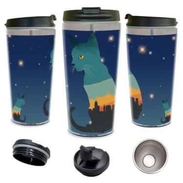 Imagem de Copo Térmico Personalizado Gato Lua Cheia 450 ml Inox.