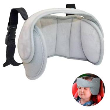 Imagem de Apoio de Cabeça Infantil Cadeirinha Criança Carro Segurança Ajustável (Cinza)