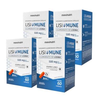 Imagem de Kit 4 Lisimune Cloridrato de Lisina 500mg com Vitamina C e Zinco 60 Cápsulas Maxigold