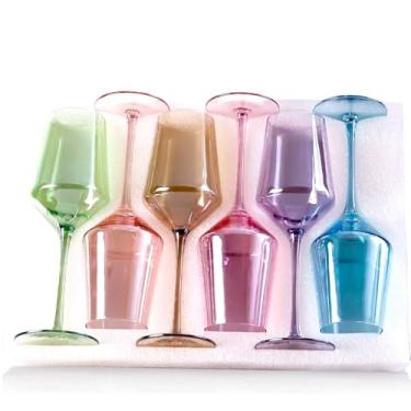 Imagem de Physkoa Conjunto de taças de vinho coloridas de 170 a 425 g de cristal soprado à mão com haste longa, copos multicoloridos para amantes de vinho, casamento, aniversário, dia das mães, presentes de