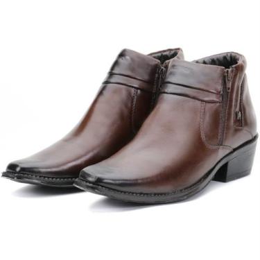 Imagem de Bota Masculina em Couro Espumada Bico Fino Salto 5cm Zíper - Kéffor, M