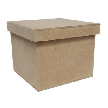 Imagem de Caixa Quadrada Tampa Sapato 12x12x10 Mdf Madeira - ATACADÃO DO ARTESAN