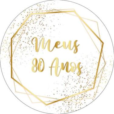 Imagem de Painel De Festa Redondo 1,50x1,50 - Geométrico Dourado Meus 80 Anos 09