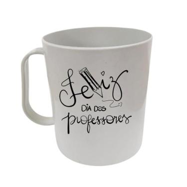 Imagem de Kit 20 canecas feliz dia dos professores de plástico branca 400 ml - b