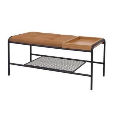 Imagem de Banco 1m Palazzo Recamier Decorativo com Bandeja Mesa Lateral Quarto S