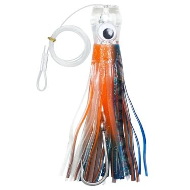 Imagem de Iscas de pesca de atum para pesca em água salgada Big Game Trolling Iscas de mar profundo com gancho de pesca de aço inoxidável linha de pesca para golfinho atum Wahoo Marlin Mahi (15 cm, azul