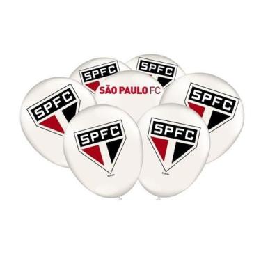 Imagem de Balão Festa Time São Paulo 25 UNIDADES Bexiga Decoração SPFC Futebol -