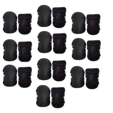 Imagem de Kit 10 pares joelheira de protecao multiuso preta resistente construçã