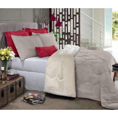 Imagem de Edredom Plush Sherpa Liso Solteiro 1.60m X 2.40m Cevada Bege - Hedrons
