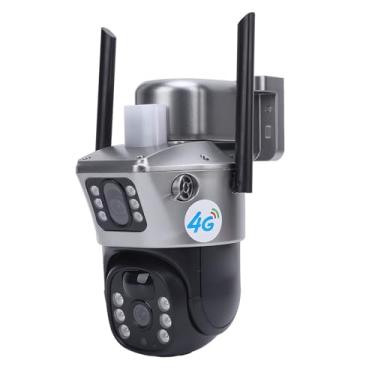 Imagem de Câmera de Segurança 4G Com Painel Solar, Detecção de Movimento, Resistência à água IP66, Câmera Externa Com Câmeras Duplas de 2 MP, Rotação de 355 °, Energia Solar, Alertas Em