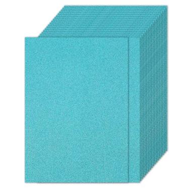 Imagem de PATIKIL 60 folhas de papel cartolina com glitter azul celeste, A4 (21,3 x 11,7 polegadas) 250 g/m² Papel brilhante premium para artesanato para scrapbook, projetos de arte faça-você-mesmo, festas de