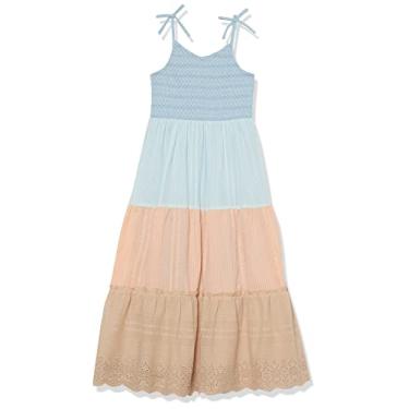 Imagem de Speechless Vestido longo feminino sem mangas texturizado tamanho único, Azul/pêssego, 12