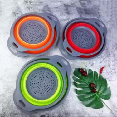 Imagem de Escorredor de Silicone Dobrável – Ideal para Macarrão, Legumes e Verduras