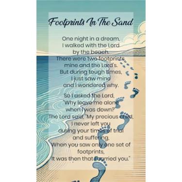 Imagem de Footprints In The Sand - Cartões de poemas inspiradores para guardar, livro, diário - Conjunto de 25 cartas devocionais