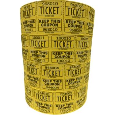 Imagem de The Ticket Gurus - Bilhetes de rifa (4 rolos de 2000 números grandes) 8.000 total 50/50 bilhetes de rifa - 4 rolos amarelos