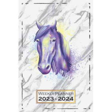 Imagem de Weekly Planner 2023-2024: Horse, Ride | Softcover, 6x9 | One Week on a Double Page | From Sunday to Saturday | Organizer, Appointment Book | Colorful | qx1