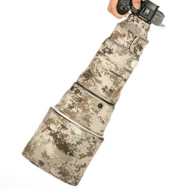 Imagem de CHASING BIRDS Capa protetora de lente impermeável camuflada para Sony FE 400 mm F2.8 GM OSS capa protetora de lente à prova de chuva (grade marrom, padrão)