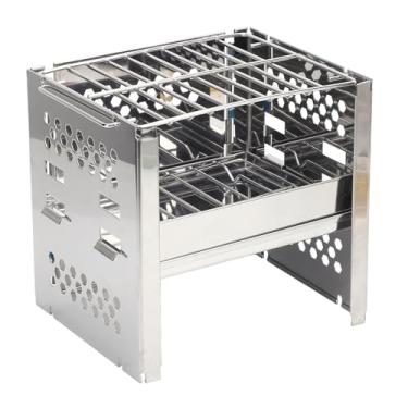 Imagem de Fogão de Mochila Portátil Com Grade de Grelha, Porta de Grelha de Aço Inoxidável Grelha de Acampamento Portátil Grelha de Acampamento Portátil Com Saco de Armazenamento para