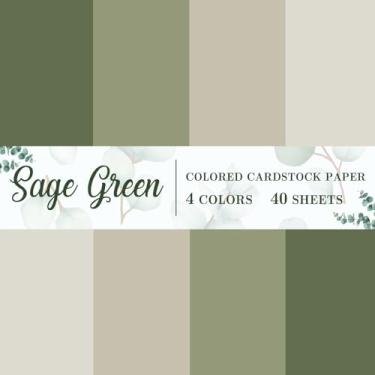 Imagem de Generic AnyDesign 40 folhas, 21 x 28 cm, papel grosso verde sálvia, cartolina, 4 cores, cartões de papel colorido, para impressões, artesanato, escola, escritório, material doméstico, 29,5 kg