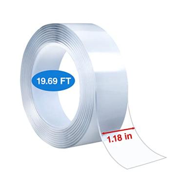 Imagem de Fita Nano - fita adesiva removível reutilizável, pastilhas de gel laváveis sem traço, dupla face, antiderrapante, adesivo, sem costura, tiras aderentes para paredes, cozinha, conserto de carpete, suporte de escritório, Transparent, 2mm*5cm*3m