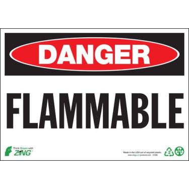 Imagem de Zing Green Products 1098 Placa de segurança de plástico reciclado "Danger Flammable", 25,4 cm de comprimento, 18 cm de largura