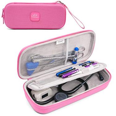 Imagem de PROHAPI Estojo Rígido para Estetoscópio, Estojo Grande para Transporte de Estetoscópio com Slot para Identificação, Compatível com Estetoscópio 3M Littmann/Adc/Omron/Mdf Inclui Bolso de Malha para Ace