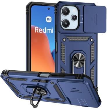 Imagem de Tothedu Capa para Redmi 12, capa para Redmi Note 12R/Poco M6 Pro com capa deslizante para câmera, anel giratório de 360° integrado com suporte magnético à prova de choque para Xiaomi Redmi 12 azul