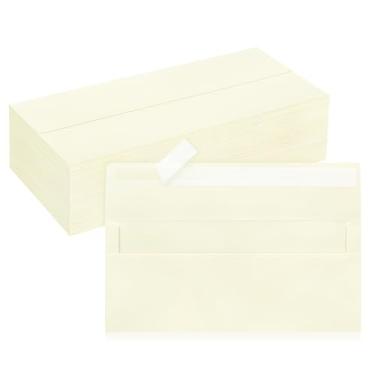Imagem de Pacote com 100 envelopes de negócios nº 10, envelopes padrão marfim autovedante, envelopes de correspondência comercial tamanho carta para cheques, faturas, declarações, aniversário, formatura,
