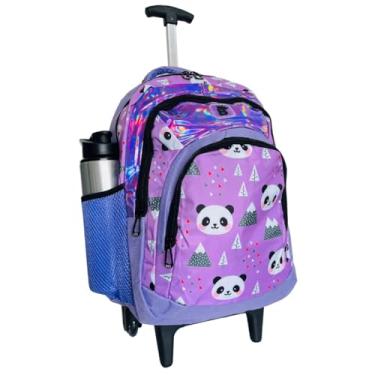 Imagem de Mochila Bolsa de Rodinhas Feminina Pandinha Grande e Resistente (Lilás)