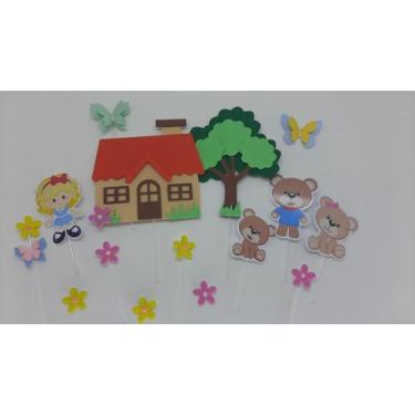 Imagem de Topo de Bolo Borboletas Casinha Flores Ursinhos Menina - miwl art