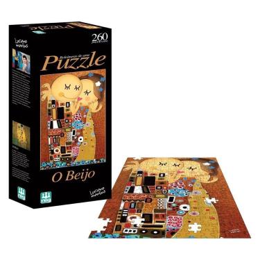 Imagem de Quebra Cabeça 260 Peças O Beijo Releitura De Artes De Luciano Martins - Nig Brinquedos