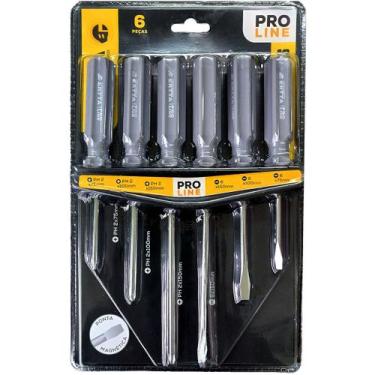 Imagem de Jogo Chave Fenda E Phillips Ponta Imã C/ Suporte 6 Peças - CERTTA