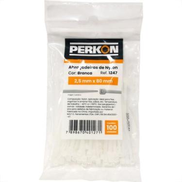 Imagem de Abracadeira Nylon Perkon Branca 25X 80 100 Pecas 1247