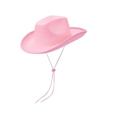 Imagem de YIJU Chapéu de cowboy ocidental decoração de adultos figurino para festivais de música Festa de concertos, Rosa