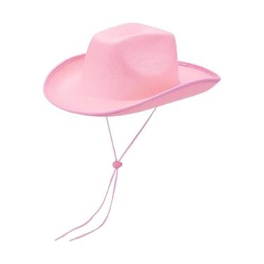 Imagem de Fiocias Chapéu de cowboy chapéu de cowgirl para figurinos de cosplay, Rosa