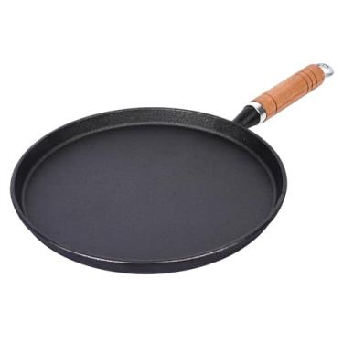 Imagem de Opexscal Panela de crepe de ferro fundido de 25,4 cm, forma de tortilha Tawa Dosa de ferro fundido, frigideira plana para Roti Dosa Comale