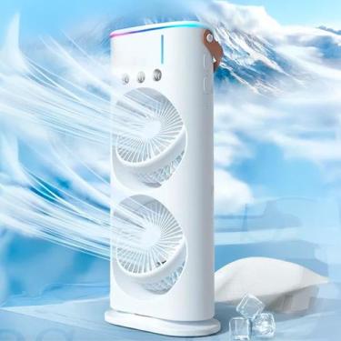 Imagem de Ventilador Usb Torre Duplo Potente Led Mesa Umidificador - CLIMATIZA