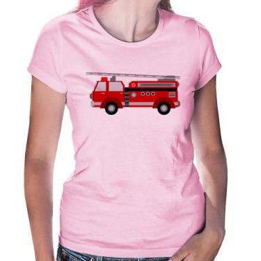 Imagem de Baby Look Caminhão de Bombeiro - Foca na Moda, Rosa bebê, GGG