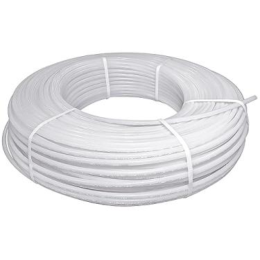 Imagem de Tubo PEX Pex-A de 0,9 cm x 1,5 m, tubo flexível de água com barreira de oxigênio para aquecimento de piso radiante hidrônico, bobina de tubulação PEX de 1,9 cm, branca
