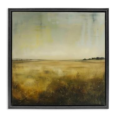 Imagem de Stupell Industries Tela emoldurada Farmhouse Field Abstraction Black Floater Design de arte de parede por LSR Design Studio, 25 x 25
