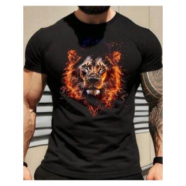 Imagem de Camiseta Masculina Leão em Fúria 100% Algodão - NoBrand, Preto, G