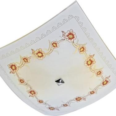Imagem de Plafon Vidro Quadrado 25x25 P/ 2 Lampadas E-27 Primavera - Bronzearte