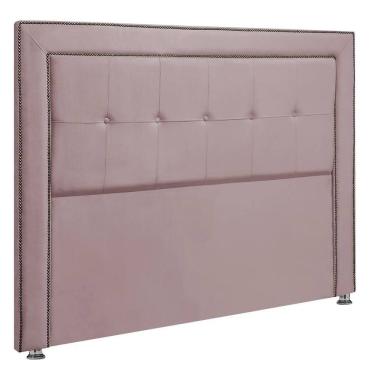 Imagem de Cabeceira Estofada para Cama Box Casal 140cm Ravena Veludo - SOFA STORE Cor:Veludo Rosê Gold